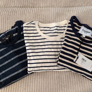 Bundle of 3 men's high end short-sleeve striped t-shirts